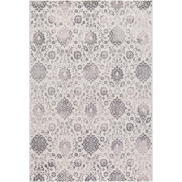 Concord Global 6 ft. 7 in. x 9 ft. 3 in. Lara Soft Damask - Ivory 45626 - main